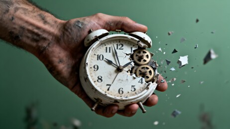 手握破碎闹钟时间流逝