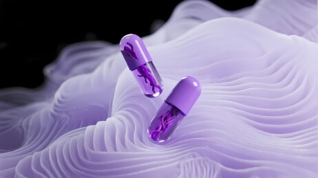 紫色胶囊置于波纹表面