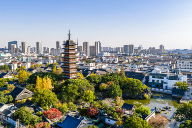 中国江苏苏州常熟方塔园风光