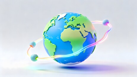 地球与光轨环绕的科技感画面