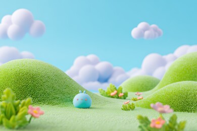 卡通小虫探索梦幻草地
