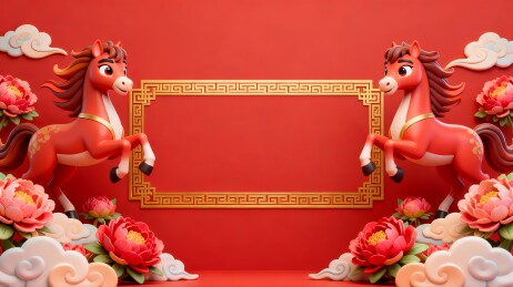 马与画卷插画
