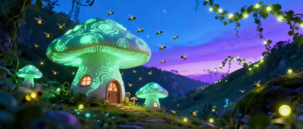 梦幻蘑菇屋风景图