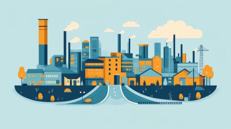 城市工业建筑群插画