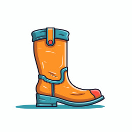 鲜艳橙色雨靴的插图