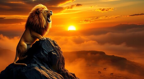 日出山巅狮王守望