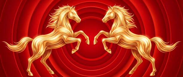 双金马跃红背景