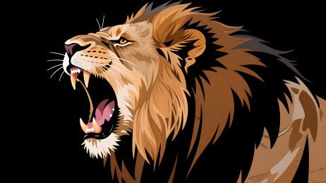 威猛雄狮咆哮瞬间