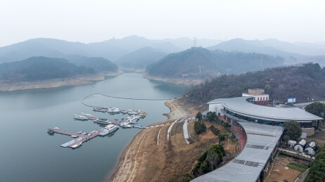 湖北丹江口水库码头航拍