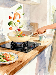 厨房烹饪食物过程