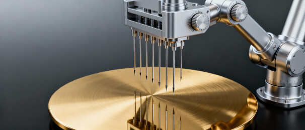 机械臂与金色圆盘的科技场景