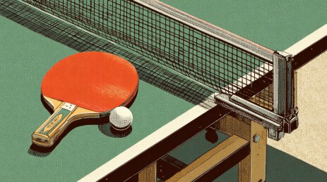乒乓球拍球桌插画