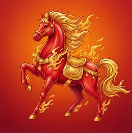 红色火焰神马插画