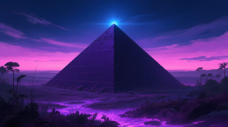 神秘金字塔夜景