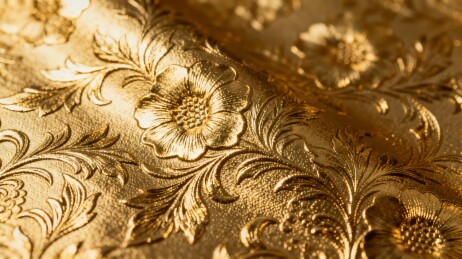 金色花卉织锦纹理特写