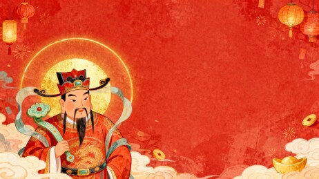 传统神话人物手持法器云端场景