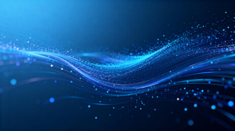 深蓝流光粒子波纹背景