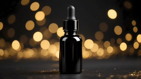 黑色滴管瓶的梦幻光影