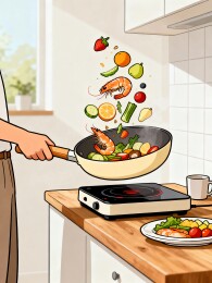 烹饪食材抛锅烹饪