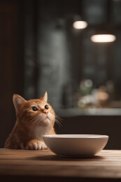 橘猫与空碗的温馨时光