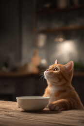 橘猫与空碗的温馨时光