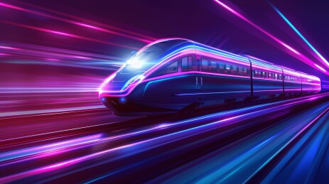 紫色炫光高速列车