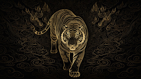 黑金猛虎暗纹装饰插画