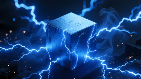 立方体与蓝色闪电