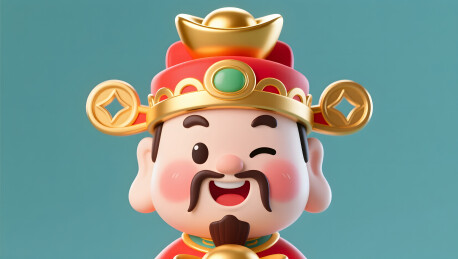 财神大头照眨眼调皮可爱喜庆