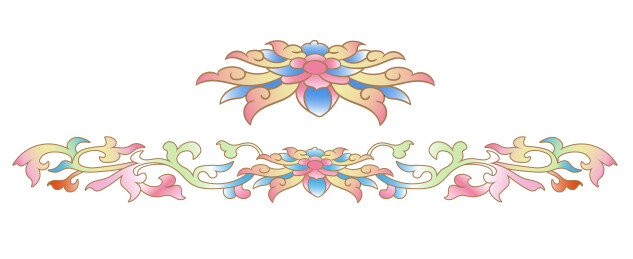 缠枝纹 莲花 十字花纹彩色珐琅花边纹样