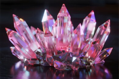 粉红色水晶簇特写