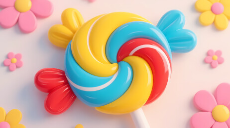 色彩鲜艳的螺旋棒棒糖