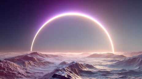 外星地貌与紫色彩虹