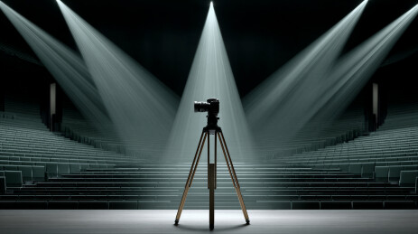 舞台上的摄影设备与灯光