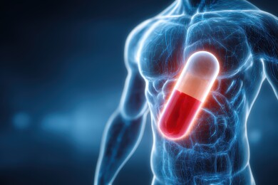 发光胶囊嵌入人体胸部的科技医疗图像