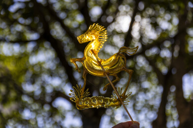 手工非遗糖画糖画马成品展示