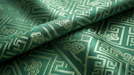 绿色织锦图案特写