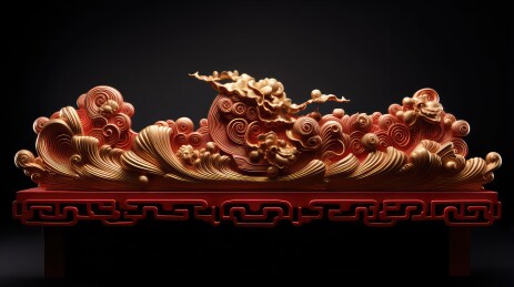 红金色祥云雕塑艺术品