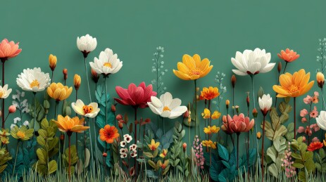 绿色背景花卉装饰画面