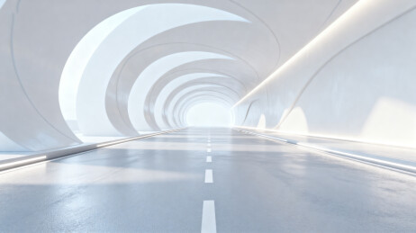 未来感白色隧道道路