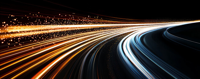 夜空穿梭的光束轨迹科技背景