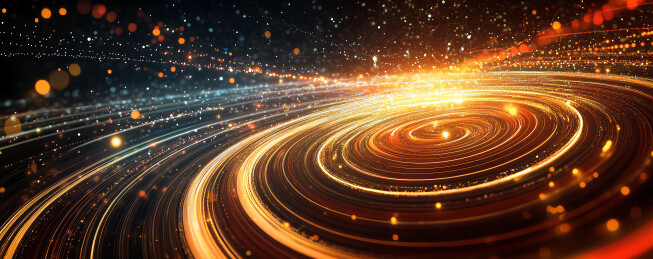 夜空穿梭的光束轨迹科技背景