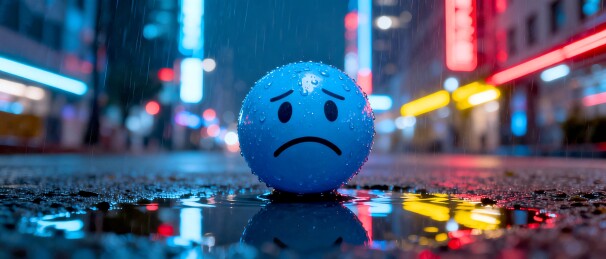 悲伤表情雨夜都市场景