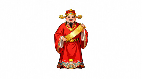 财神爷手持金卷寓意招财进宝