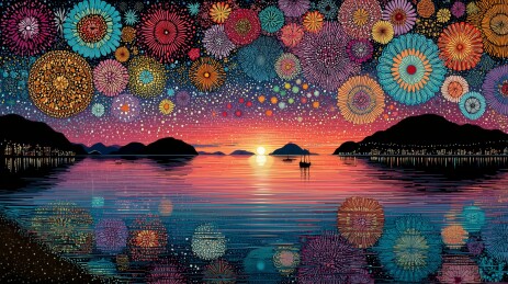 新年烟花庆典节日插画