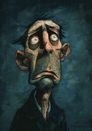 一个男人悲伤的表情的数码绘画