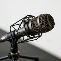 专业麦克风的特写镜头