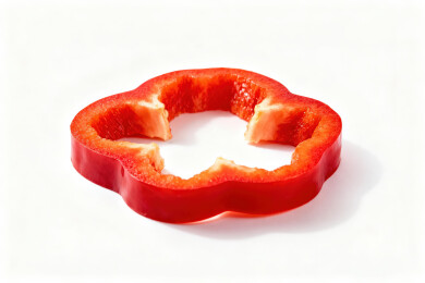 一片鲜艳的红甜椒切片