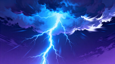 雷电划破紫色夜空震撼景象