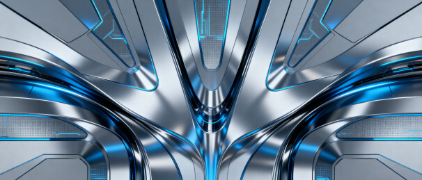 未来科技感金属结构与蓝色光效
